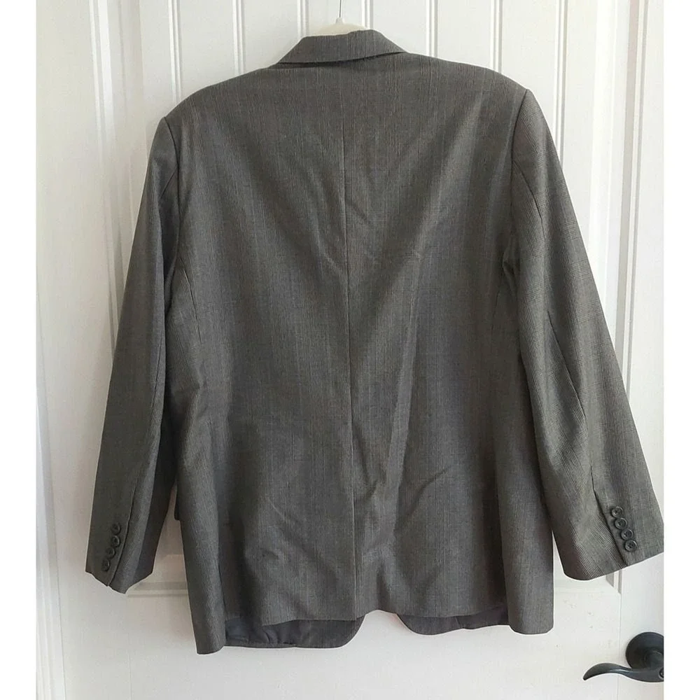 Hickey Freeman Sport Coat Blazer Mens 39R Gray Glen Plaid Wool Two Button Jacket